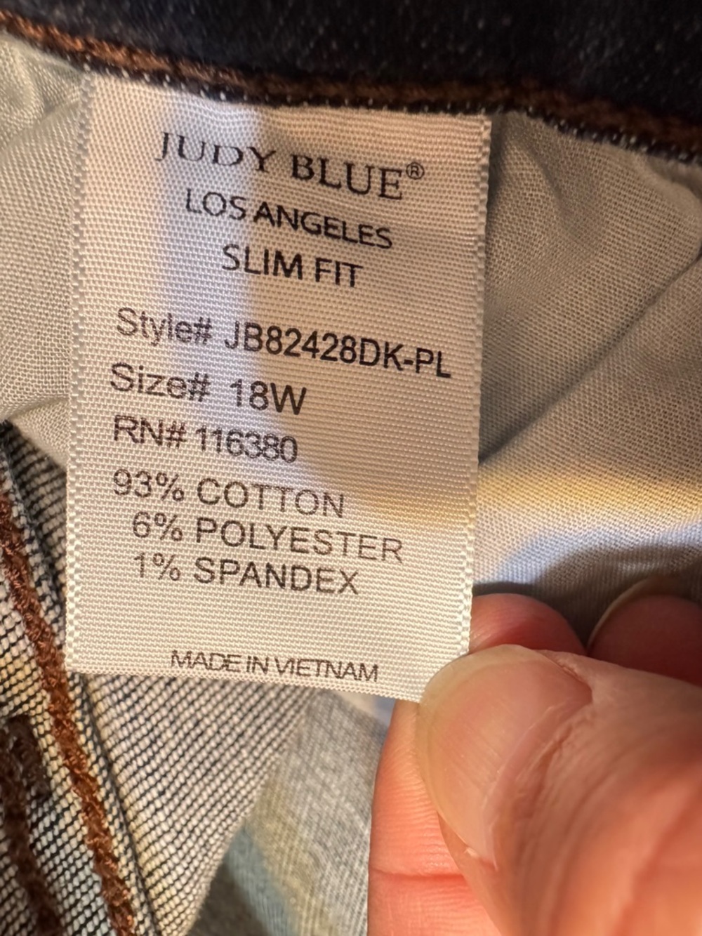 Judy Blue Miles City Mid Rise Slim Fit Dark Blue JB82428 DK-PL Size 18W - Picture 12 of 13